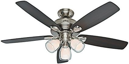 Hunter Fan 52 Casual Ceiling Fan in Brushed Nickel with Dual Glass Light Fixture and Remote Control (Certified Refurbished