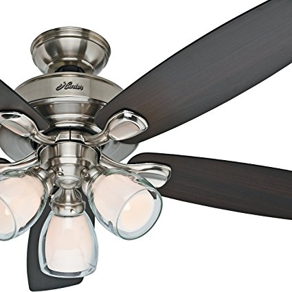 Hunter Fan 52 Casual Ceiling Fan In Brushed Nickel With Dual Glass