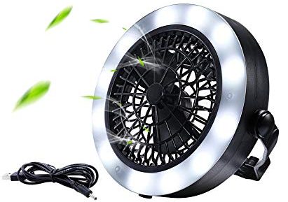 MILIJIA LED Camping Lantern, USB Rechargeable Tent Light with Ceiling Fan (2rd Generation)