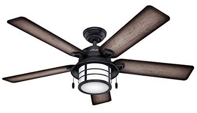 Hunter 59135 Key Biscayne 54 Weathered Zinc Ceiling Fan with Five Burnished Gray PineGray Pine Reversible Blades