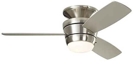 Harbor Breeze Mazon 44-in Brushed Nickel Flush Mount Indoor Ceiling Fan with Light Kit and Remote